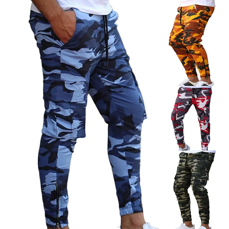 Pantaloni da jogging da uomo Sport Tasche multiple Pantaloni tattici cargo Pantaloni da fitness a quattro colori Quick Dry Camouflage Pantaloni sportivi LJ201103