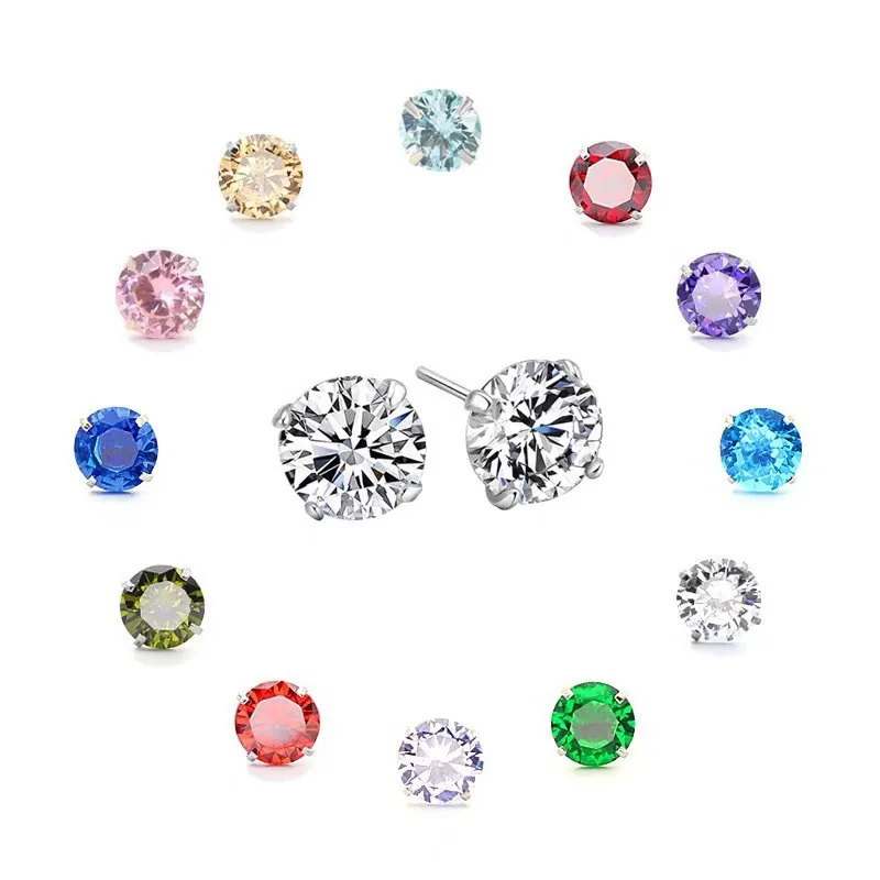 925 sterling zilveren oorknopjes voor vrouwen 6mm kubieke zirkonia stenen oor studs sieraden bruiloft oorbel kerstcadeau