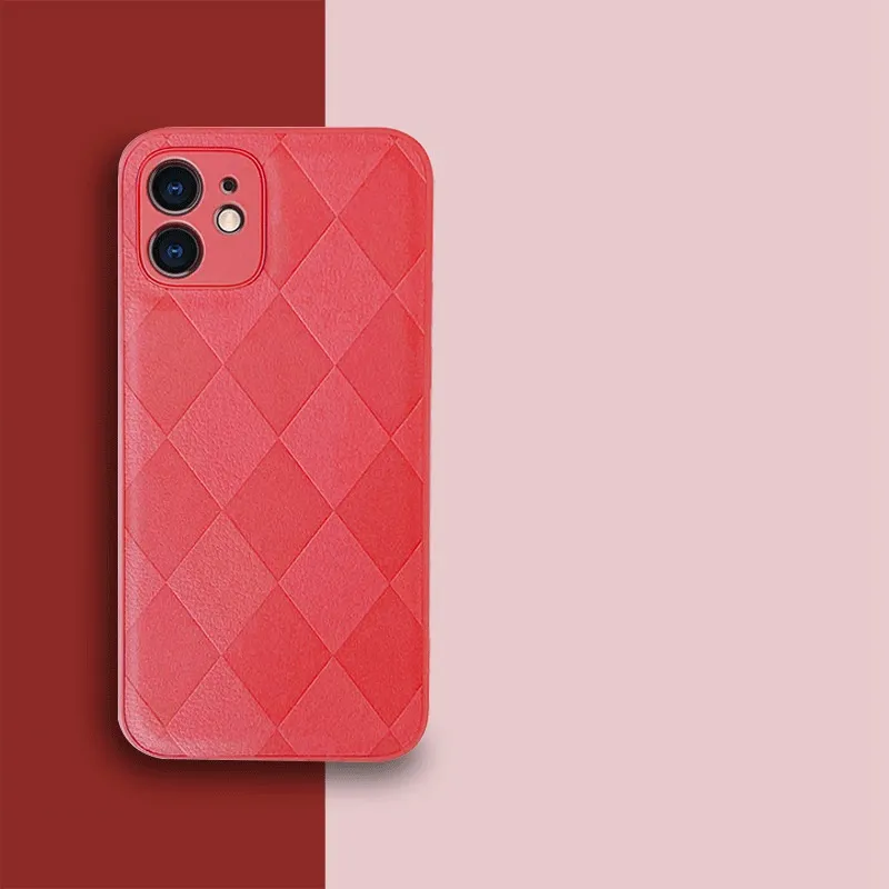 Diamant Embossed Leather Cases Cover för iPhone 11 12 13 Pro Max XR XS max 7 8 plus 50pcs / parti