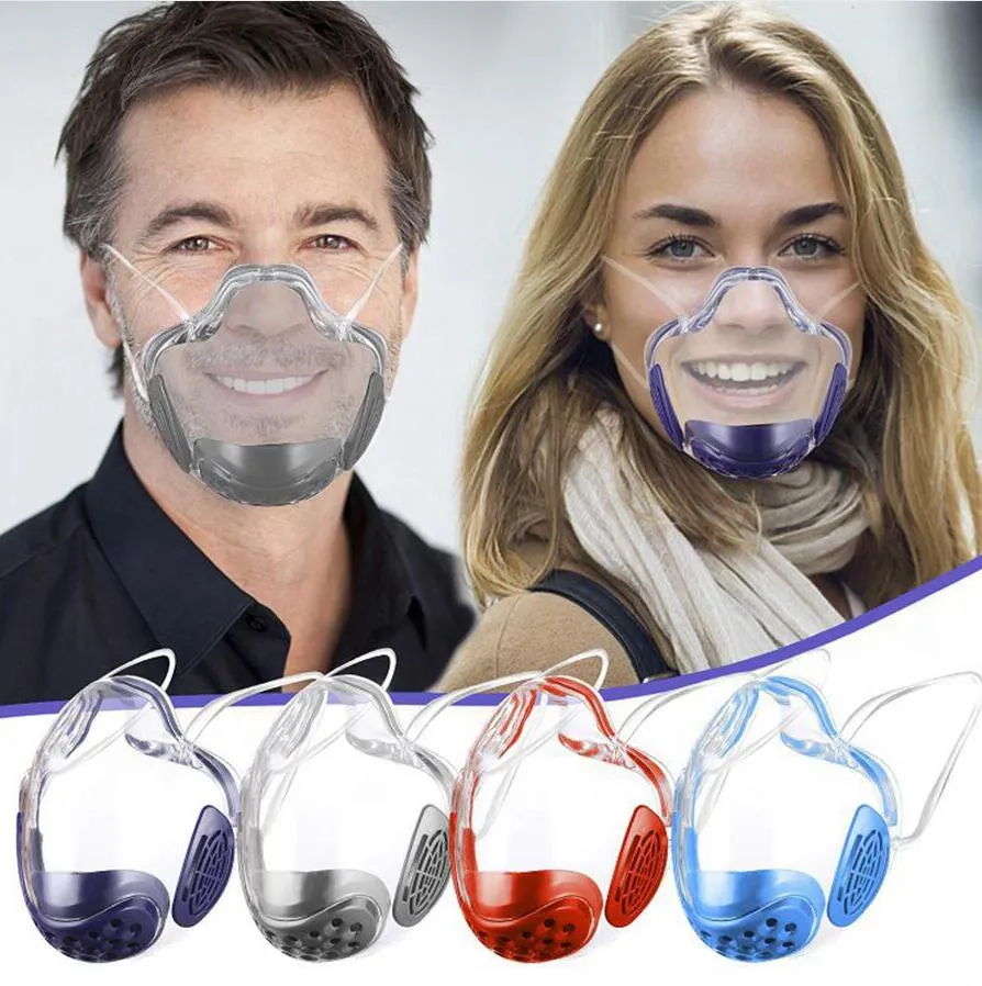 ПК прозрачная маска Язык губ для глухих тупых с забрызгиванием дыхания в брызг. Высветная изоляция Прозрачный рот крышка наружных защитных масок LJJP804