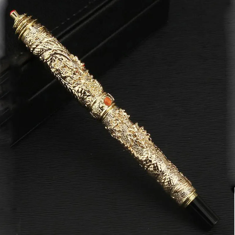 Gullor Jinhao 'Temple Of Heaven' Füllfederhalter – Antik Silber, Drachen-Design, Inkl. Schwarz-Patrone