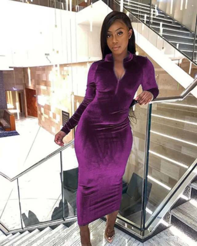 2021 Trendy Womens Long Sleeve Fashiom Velvet Dress For Women Warm Solid Color High Quality For Autumn Spings From Zimimi 30.1 In Bulk DHgate.Com
