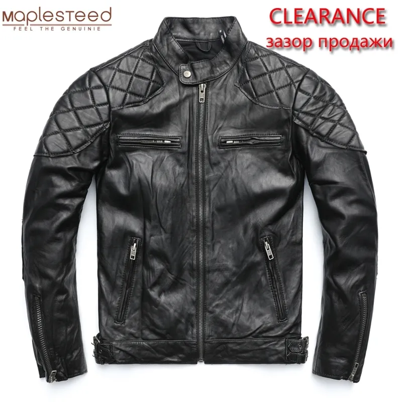 Verkauf Clearance 100% Natürliche Rindsleder / Schaffell Weiche Lederjacke Männer Motorradjacken Biker Kleidung Mann Leder Mantel M011 201119