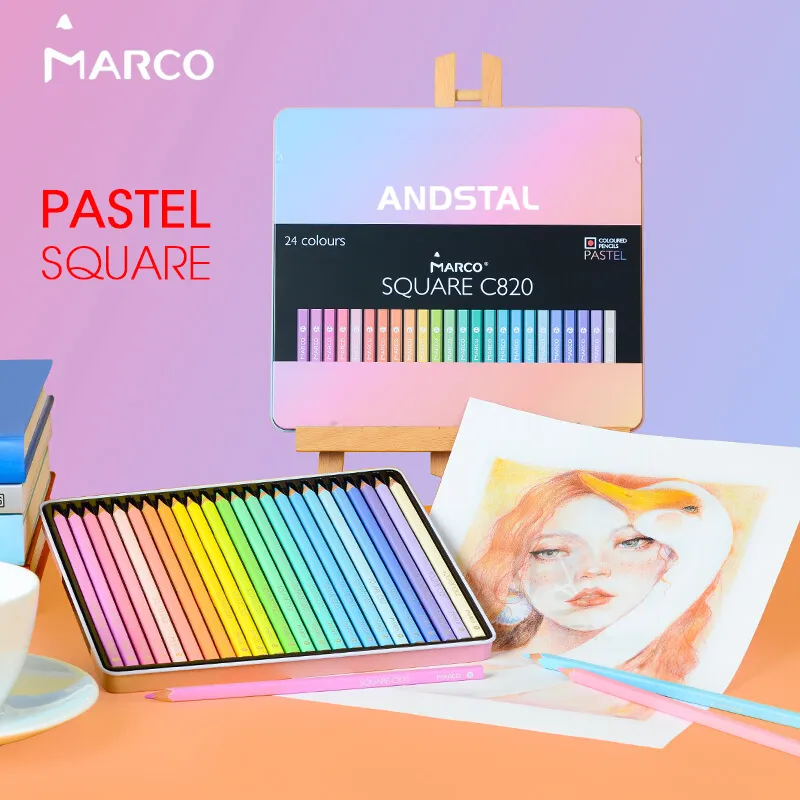  MARCO-ART Macaron Pastel Colors Colored Pencils 12