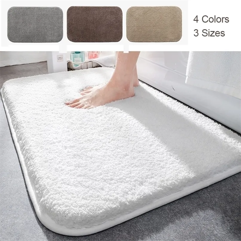 3 Sizes Solid Color Bathroom Bath Mat Non-slip s Hallway Kitchen Entrance Door Bedroom Floor Carpet Home Decor 220301