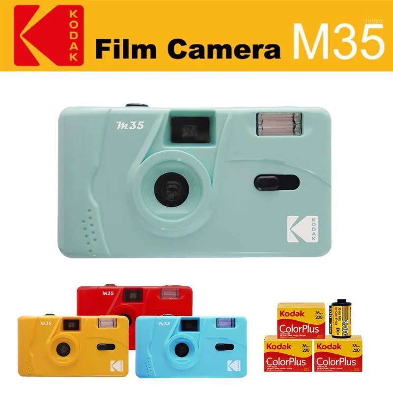 Digitalkameror Vintage retro m35 35mm återanvändbar filmkamera gul / mintgrön blå med färg plus (1 rull - 3) 1