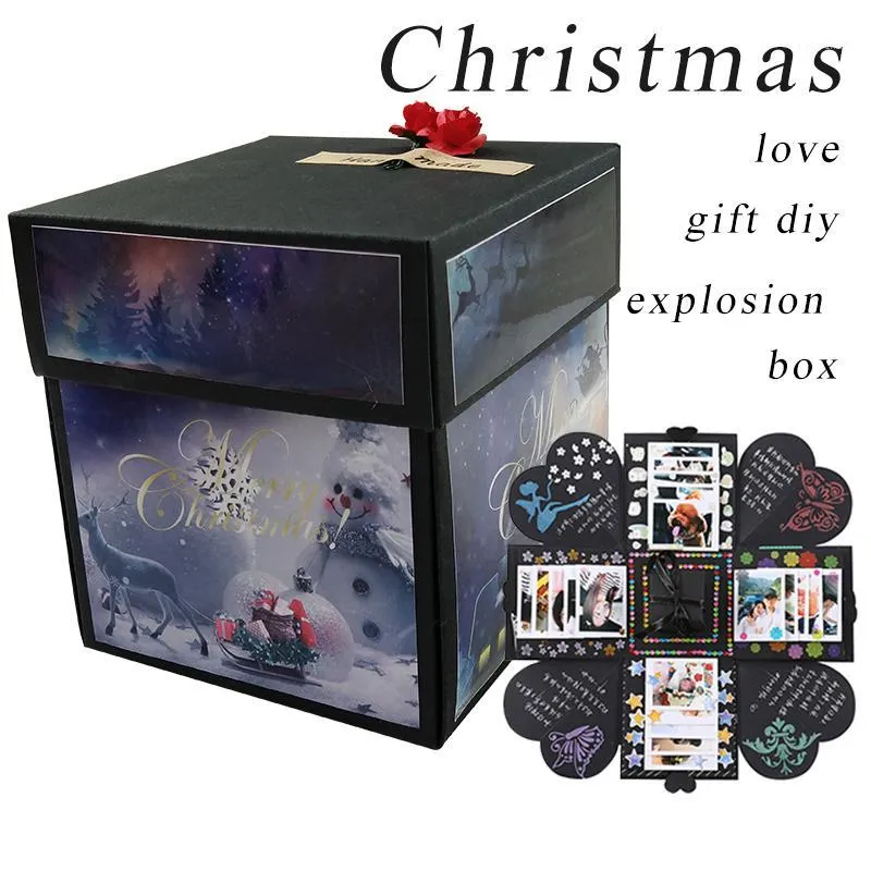 Caja de explosión de amor de fiesta sorpresa de Navidad de papel de regalo para álbum de recortes de aniversario DIY Po cumpleaños 14x14x14cm1