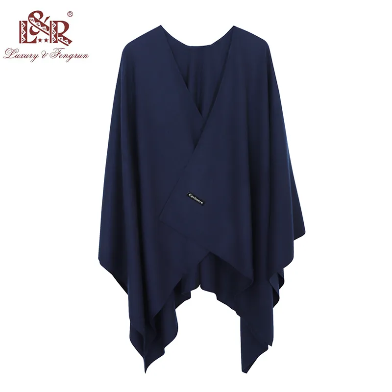 140 * 140mm 겨울 광장 여성 Poncho 캐시미어 양모 여성 Poncho Scarf Solid Femme Pashmina Shawl Winter Excharpe 201119