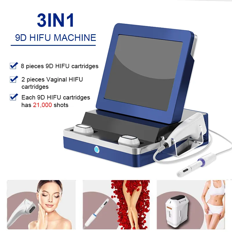 9D 3D HIFU Ultraljud Face Lyftmaskin Vaginal åtdragningsterapi Body Slimming Wrinkle Removal Skin Rejuvenation Device