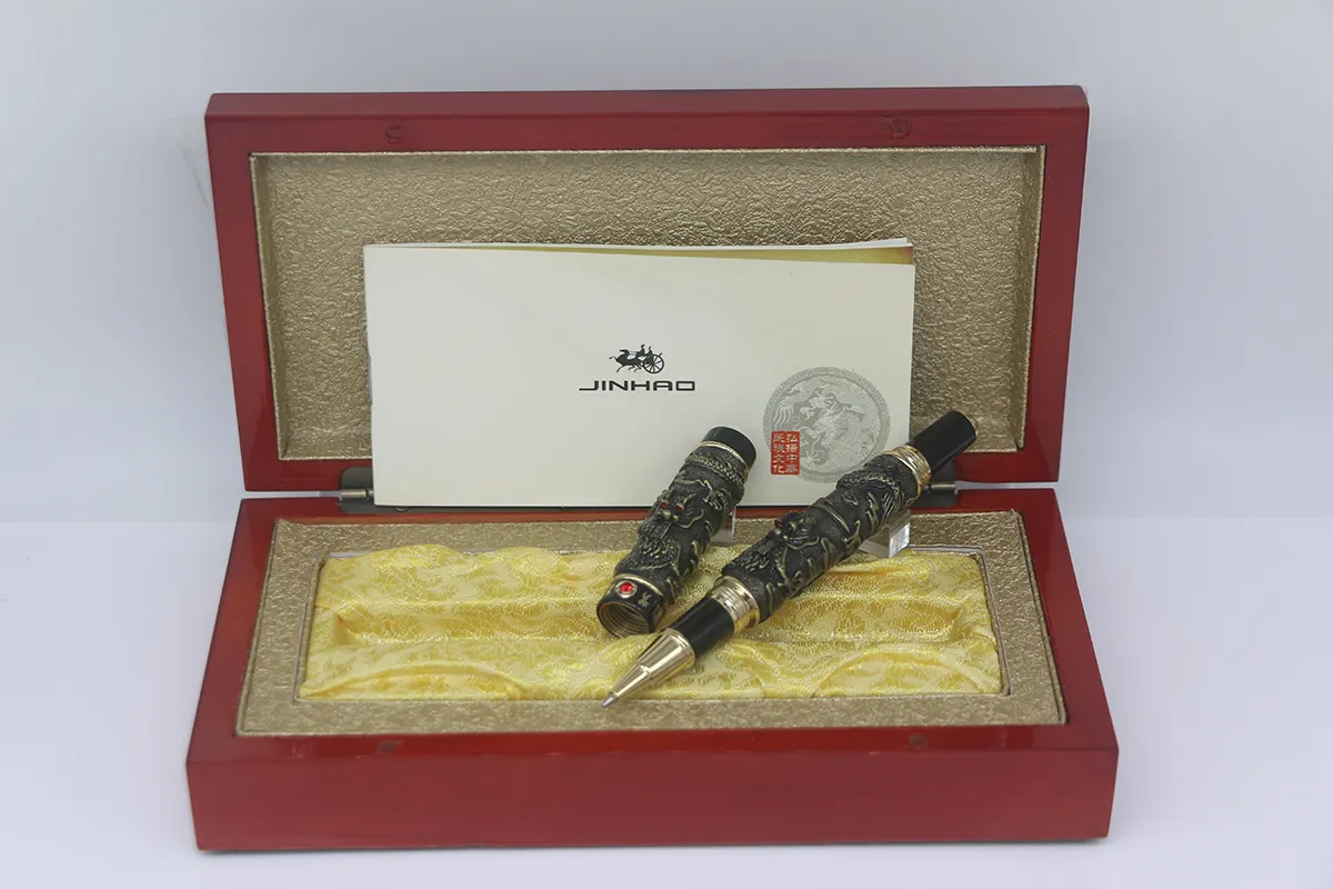Top Quatily Luxury Jinhao Pen Bronce único Doble Dragon Refsment Metal Roller Papelery Schoolery School School Office Supplies para escriba la pluma de regalo