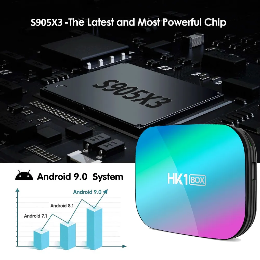 HK1 Amlogic S905X3 Tv Box Android 9.0 Smart 1000m 8K 128g Rom رباعي النواة 4G Ram 64g