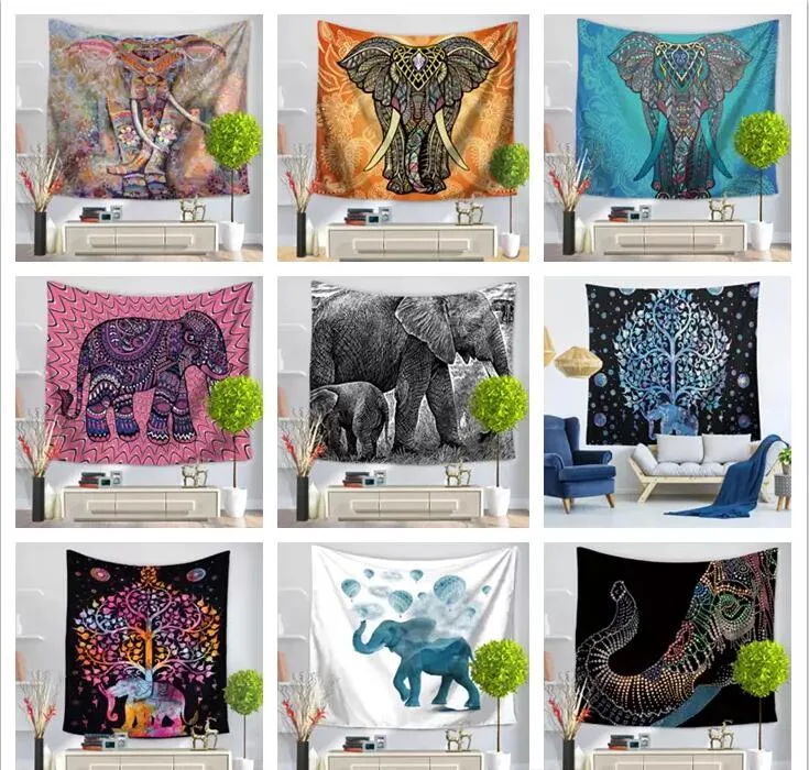 180 Designs Tenture Murale Tapisserie Éléphant Carte Imprimer Serviette De Plage Châle Bohème Mandala Yoga Tapis Nappe Polyester Tapisseries Décor À La Maison