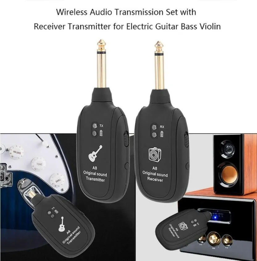 Système sans fil pour guitare, émetteur-récepteur intégré rechargeable pour guitare électrique et basse Système sans fil pour guitare, émetteur-récepteur intégré rechargeable pour guitare électrique et basse
