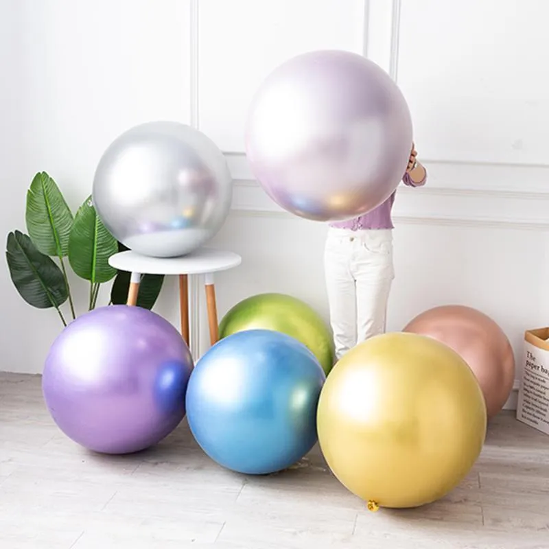 Partijdecoratie 1pc 36 inch enorme chroom metalen latex ballonnen big size globos ballon boog garland verjaardag navidad decoratie1