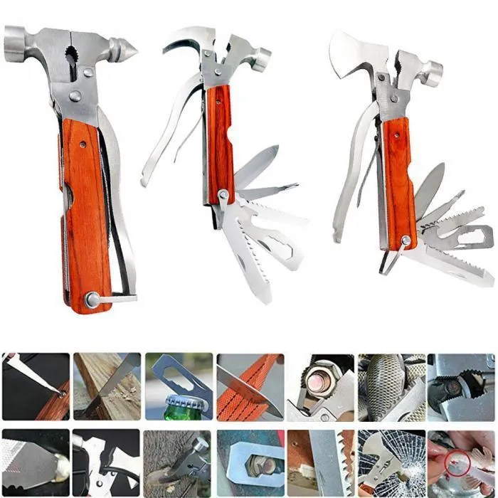 HTTMT Multi-Tool Axe Hatchet Hammer Plier – Outdoor Camping Emergency Survival Tool, Red, Adjustable, US-ET-TOOL015-RED1