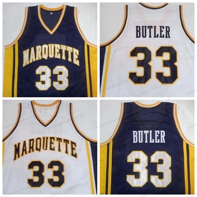 Custom # 33 Jimmy Butler Marquette College Basketball Jersey Heren Gestikte Elk maat 2xS-5XL Naam en nummer topkwaliteit