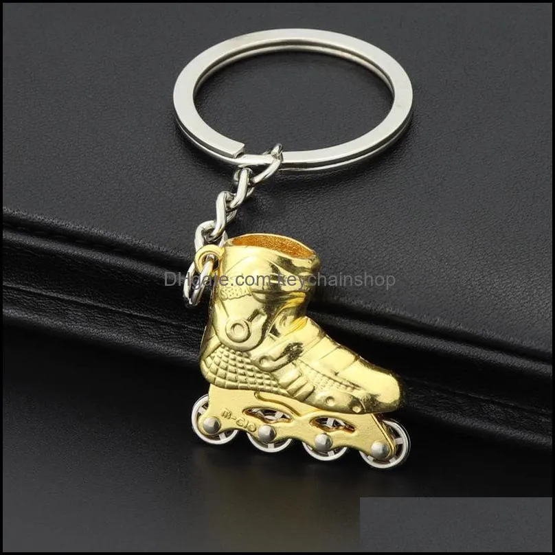 Keychains Creative gift cartoon ice skate roller skates metal keychain pendant rink promotional gifts multicolor