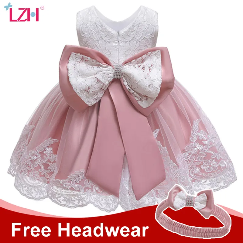 Lzh inverno bebê meninas vestido recém-nascido laço princesa vestidos para bebê 1º ano vestido de aniversário de dia das bruxas traje infantil vestido de festa lj200827