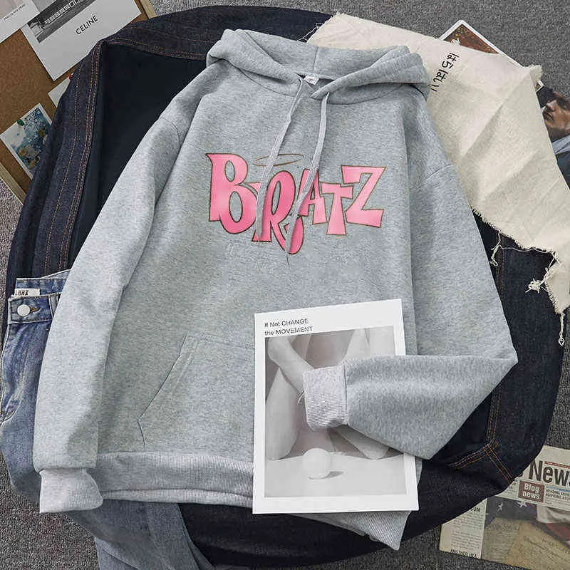 Bratz Letter print hoodie Autumn winter Sweatshirt unisex men and Women`s Casual student Fashion Hooded Long Sleeve 220115