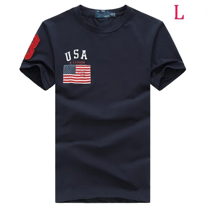 T-shirt da uomo estiva americana T-shirt a maniche corte con risvolto T-shirt da lavoro casual slim ricamata di grandi dimensioni