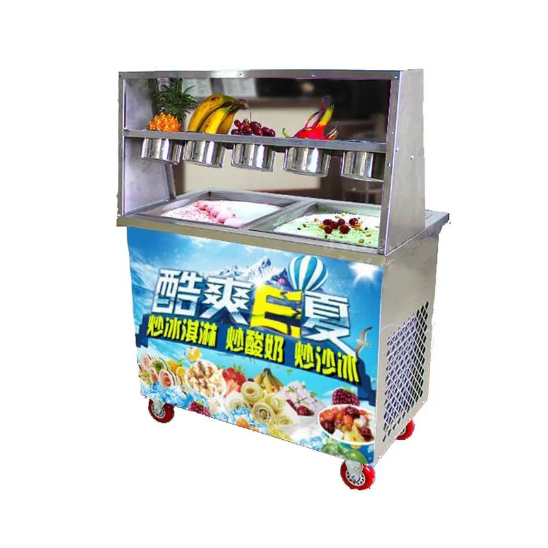 1800W Fried ice cream machine single pan with defrost plate single pan freezer ice pan machine 110V 220V