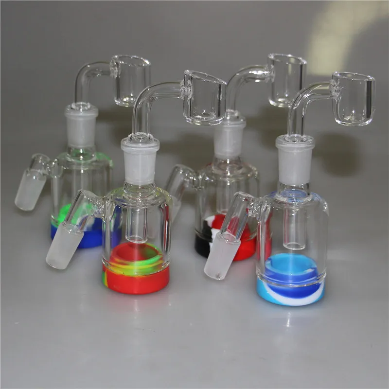 Narghilè Glass Ash Catcher con contenitore in silicone colorato bong in vetro dritto per pipa ad acqua per pipe da fumo