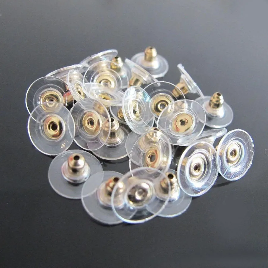 1000pcs/Lot Gold Silver Plated Flying Disc Shape Earring Backs Stoppers Earnuts Earring Plugs Alloy Finding Jewelry Accessories Components