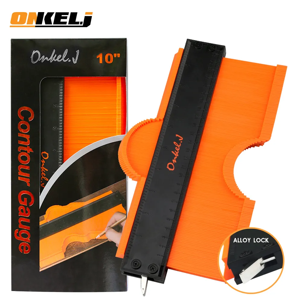 ONKEL.J Brand Lock Medidor de contorno más amplio Herramienta de perfil Borde de aleación Conformación Regla de medida de madera Baldosas laminadas Meethup Gauge 201117