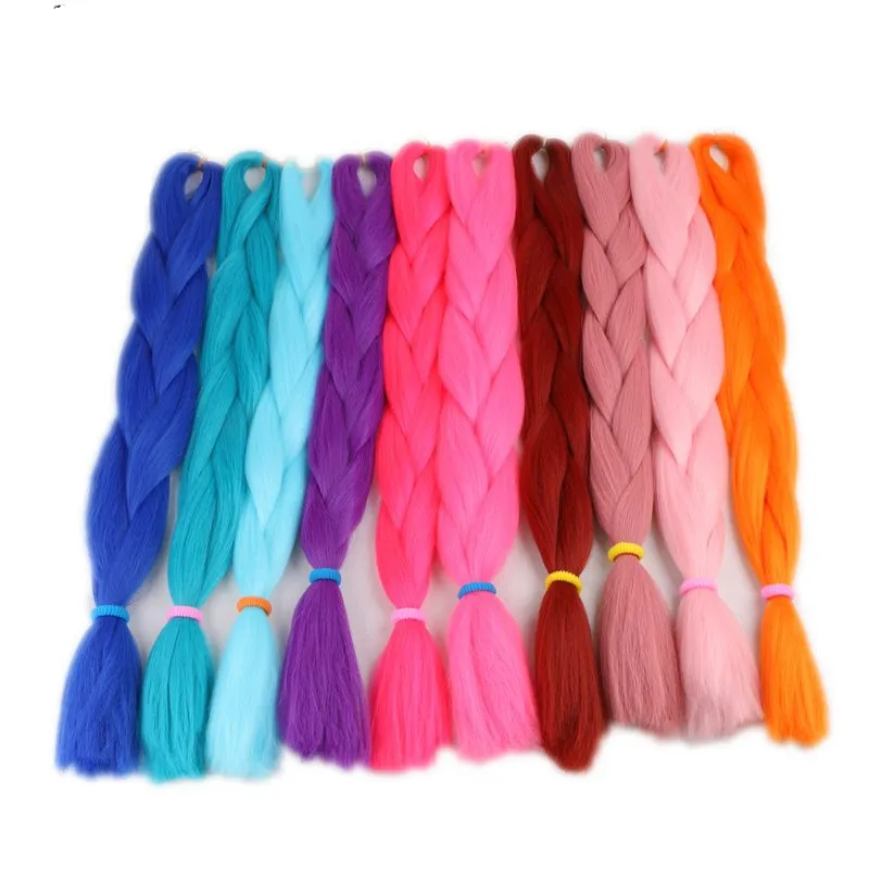 Mehr als 85 Farben Einfarbiges Jumbo-Flechthaar 24 Zoll synthetische Zöpfe Haarverlängerung Kostenloser Versand, 80 Gramm
