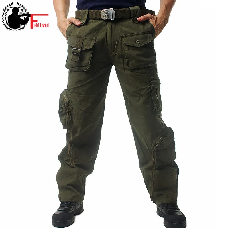 Calças Táticas Multi Calças Multi Pocket Calças Casuais Combate Calças de Trabalho Militar Calças de Algodão Roupas De Algodão Camuflagem Calças de Carga Masculina LJ201007