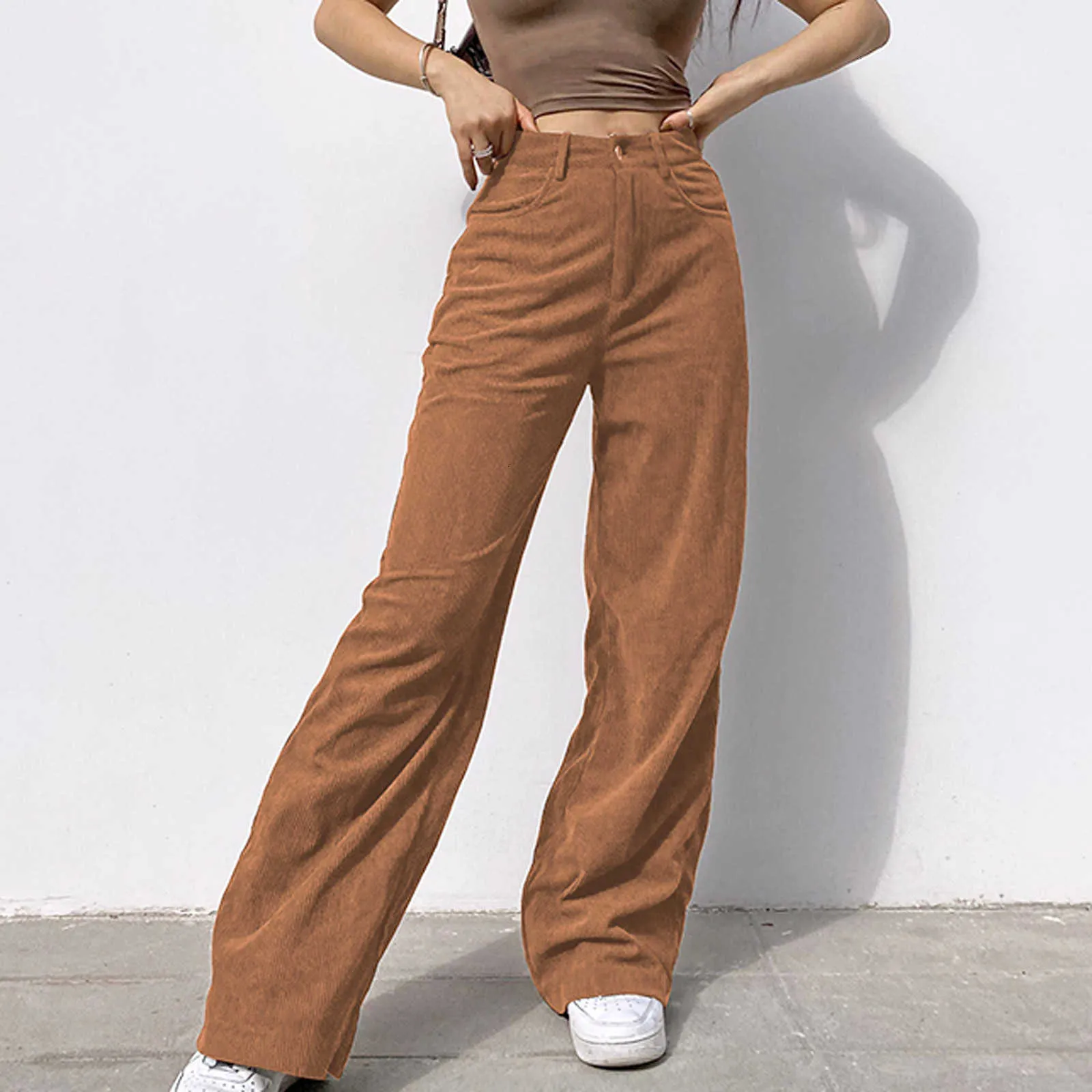 90s Indie Streetwear Women Corduroy Vintage Teenager Skater Girl Style  Baggy Pants Fashion High Waist Brown Trousers From Andygames, $32.95