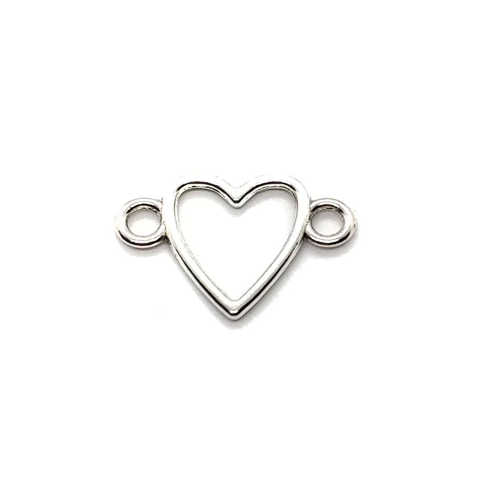 100pcs/lot Antique Silver Plated Heart Link Connectors Charms Pendants for Jewelry Making DIY Handmade Craft 16x24mm