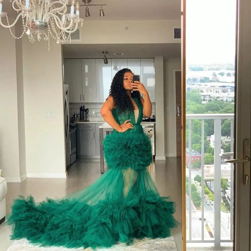 Mermaid Tulle Dresses Women Custom Made Plus Size Maternity Dress With  Fluffy Sheer Tiered Ruffles From Greatvip, $90.46 | DHgate.Com