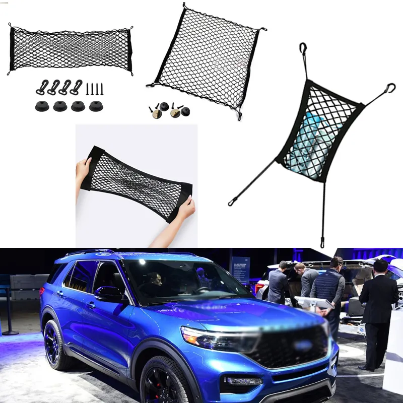 Para ford explorer carro veículo preto tronco de bagagem de bagagem de bagagem de armazenamento nylon rede de assento vertical