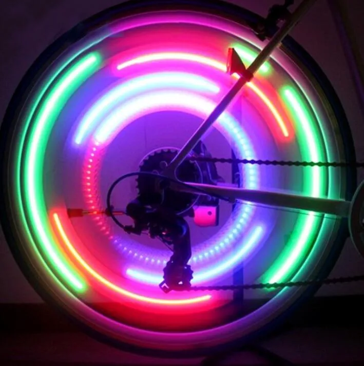 Hot Bike Bicicletta LED Luci Moto Auto elettrica Ruote Raggi Lampada Silicone 4 colori flash allarme luce accessori ciclo