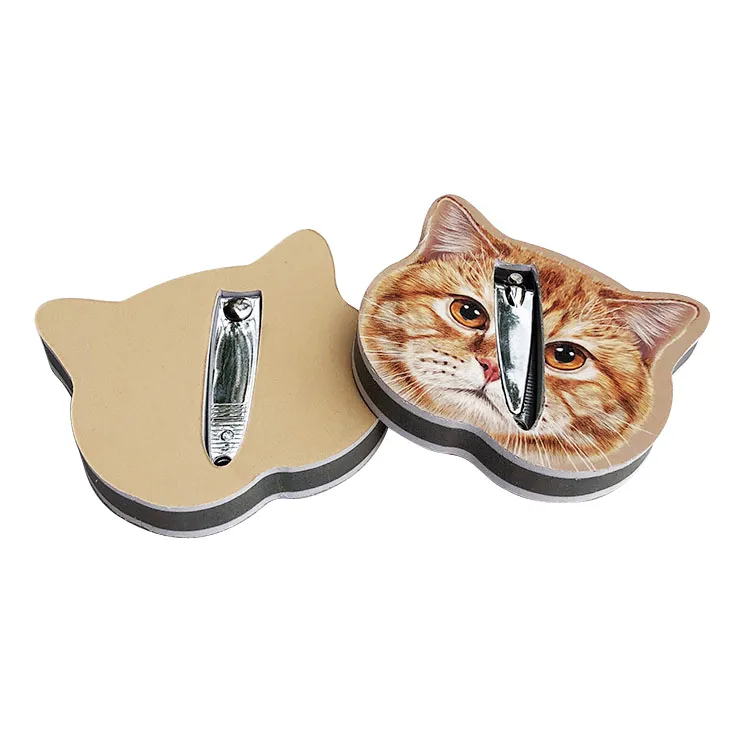 Cute Cartoon Cat Eva Nail File Nail Clippers Set Manicure Tools Nail Care Sponge Buffer Block Fingernail Clippers 2 -in-1 Set