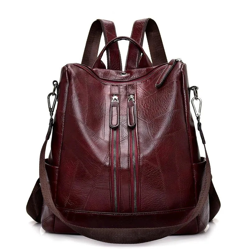 패션 디자인 레트로 스타일 가죽 가방 소녀의 백팩 학교 주머니 고품질 대용량 여성 가방