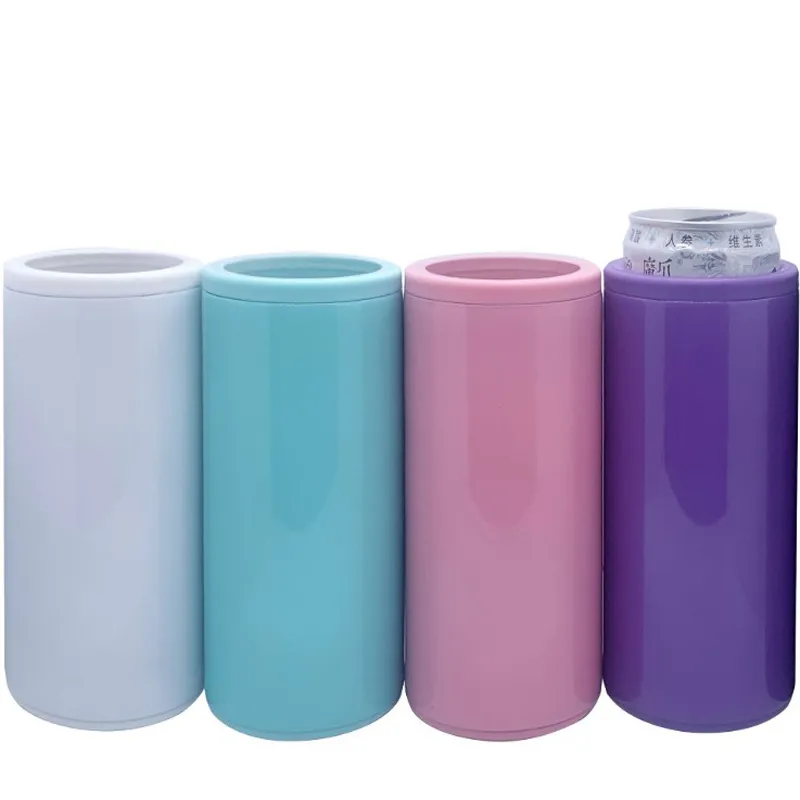 12oz Doppia parete Blank Blank Sublimation Beer Can Cooler Bottle 350ml Aspirapolvere Can Keeper Thermos Bere tazza da caffè da tè