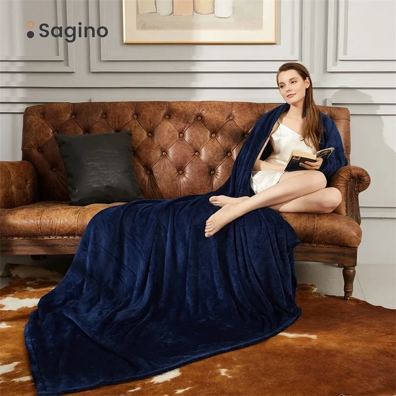 Sagino BK01 Soft Warm Coral Fleece Blanket Winter Bed Sheet Sofa Throw 250Gsm Light Thin Mechanical Wash Flannel Blankets LJ201127