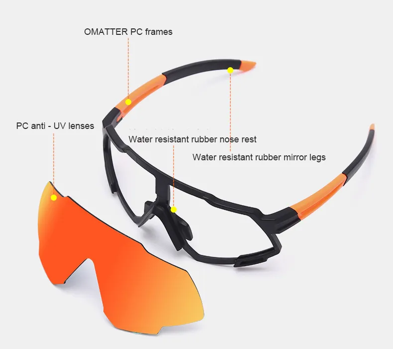 Occhiali da ciclismo a 5 lenti Occhiali da bici Occhiali da corsa Pesca sportiva Polarizzati Bicicleta Cilismo Lentes Occhiali da sole da ciclismo Uomo donna2269