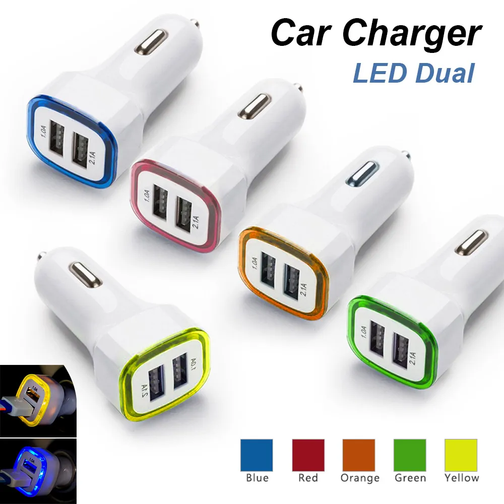 Chargeur de voiture LED 5V 2.1a Deux adaptateurs d'alimentation portables du chargeur de voiture USB pour téléphone mobile universel iPhone
