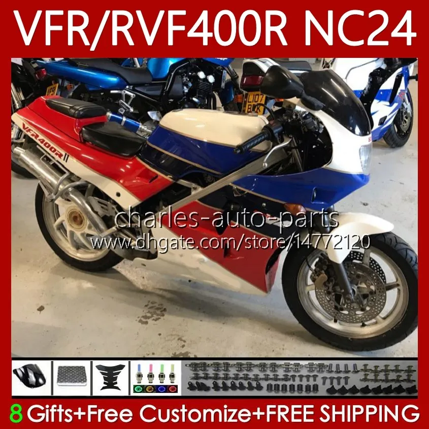 Kit de carroçaria para Honda RVF VFR 400 VFR400 R 400RR 1987-1988 Bodys Red Blue 78No.193 VFR400R V400Rr NC24 V4 87 88 RVF400R VFR 400R RVF400 R 1987 1988 Fairings de Moto