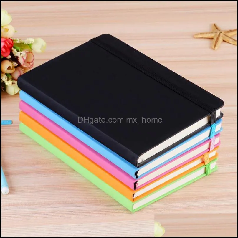 Hardcover Notebook A5 College Ruled Thick Classic Writing Notebook PU Leather with Pocket Elastic Closure Banded 13.8*20.7/100sheets