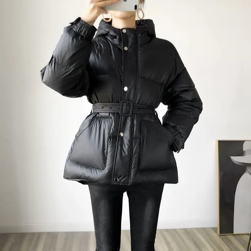 Nouveau manteau d'hiver femmes mode ceintures à capuche chaud coton veste femmes épaissir haute qualité dames manteaux et vestes 201110