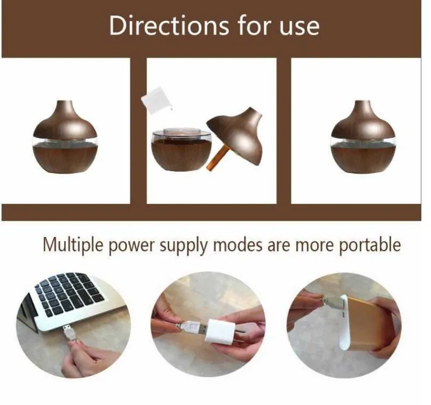 Factory Price Air humidifier usb aroma diffuser mini wood grain ultrasonic atomizer aromatherapy  oil diffuser for home office