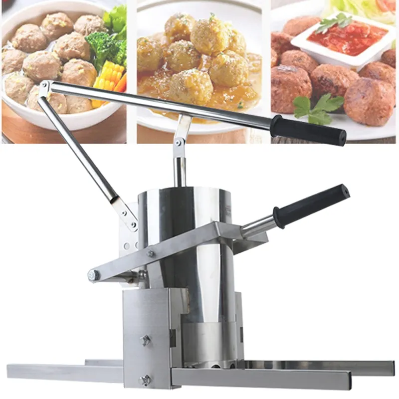MAIOU Newest Household Small Kitchen Hand Pressure Meatball Machine / Stainless Steel Manual Fish Meatball Extrusion Machine 20MM