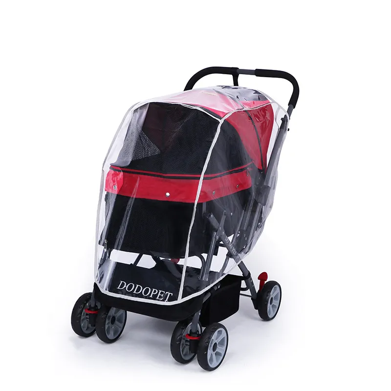 Outdoor huisdier wandelwagen hoes voor auto hond opvouwbare veilige transparante wind regenbestendige hoes PVC regenhoes voor huisdier babykar jogger LJ2215g