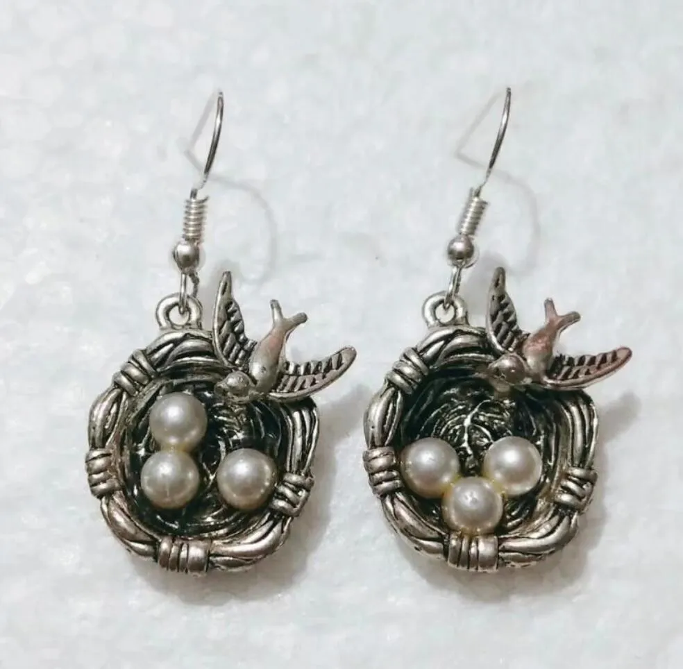 Nouveau métal croissant alliage nid d'oiseau/oeuf d'oiseau/hirondelle boucle d'oreille amitié charme drapé boucle d'oreille bricolage femmes bijoux cadeaux 259