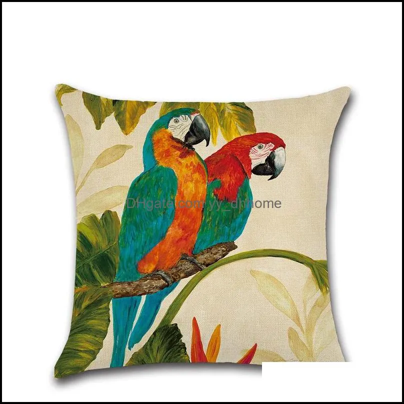 Cushion Covers 45*45cm Parrot Birds Flower Pattern Pillows Covers Decorative Pillowcases For Home Sofa Office Chair Decor