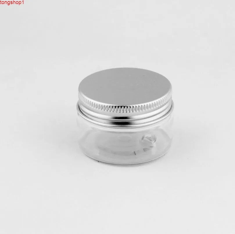 30 g durchsichtiges Kunststoff-Cremeglas, 30 ml, kleine leere PET-Flasche mit Aluminium-Schraubverschluss, Kosmetikverpackung LX1301, gute Menge